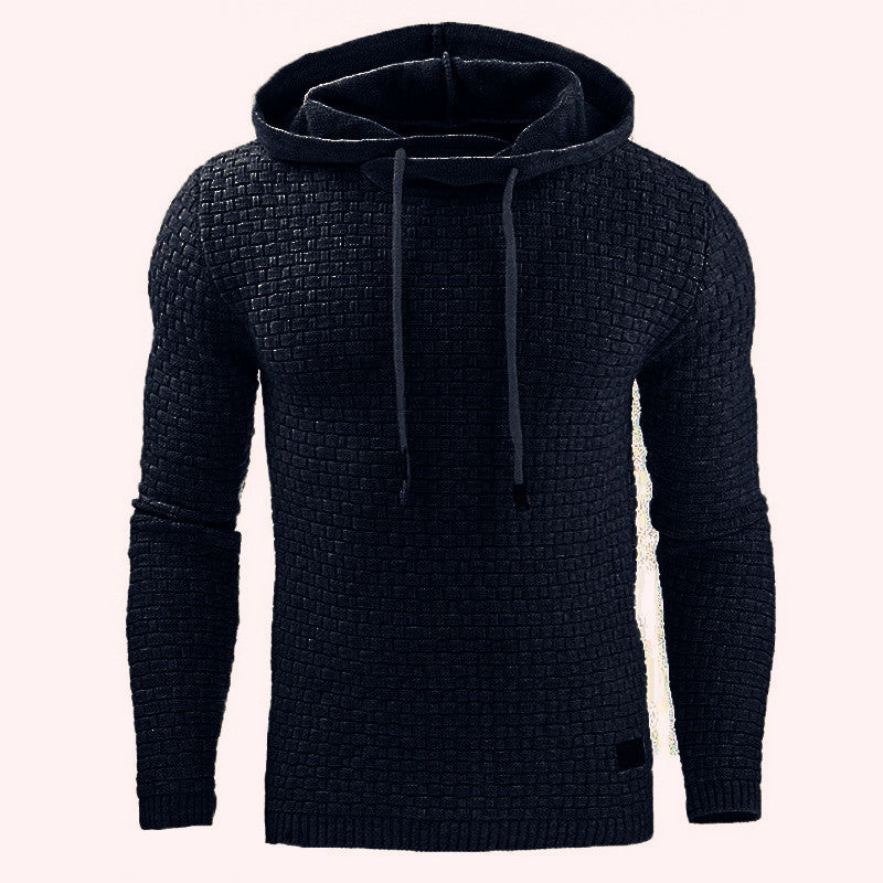 Knitted sweater for men with textured surface and integrated hood Amarae