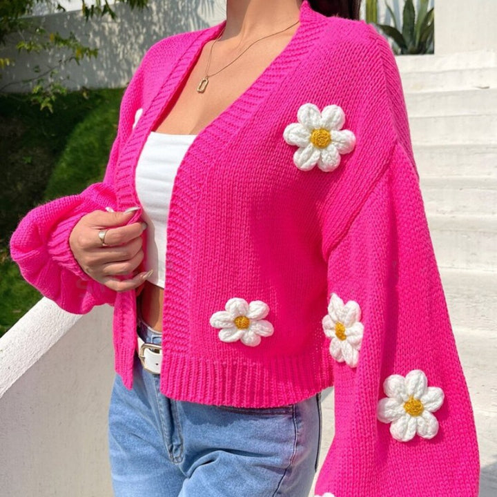 Lune London Women's Floral Pattern Knit Jacket
