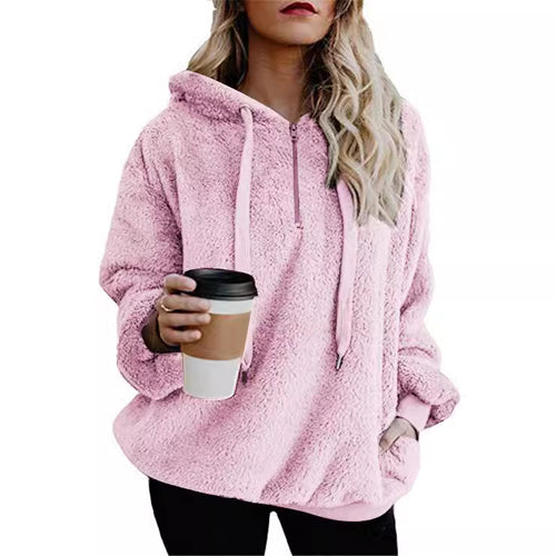Ladies Comfortable Hoodie in Teddy Fleece Amarae