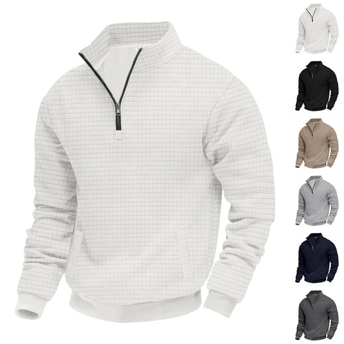 Sporty fleece pullover for men with half-zip Amarae