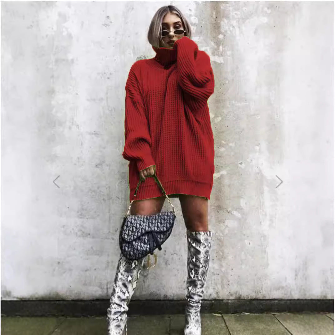 Chunky knit sweater for women with high collar and relaxed fit Lune Londonl