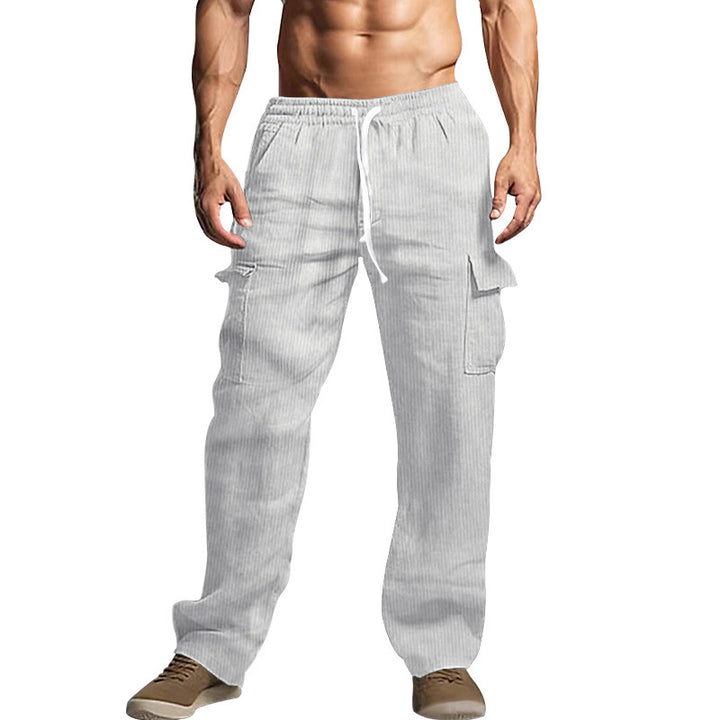 Men's cargo pants in a casual striped look with elastic waistband and practical side pockets Chic and style