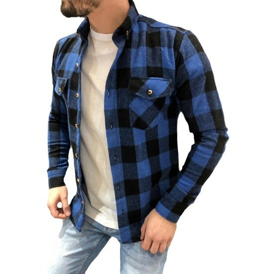 Classic flannel shirts for men with plaid pattern and practical chest pockets Lune London