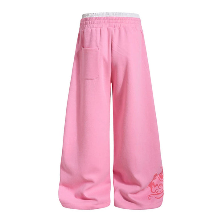 Women Wide Palazzo Training Pants with Elastic Waistband, Drawstring and Contrast Piping Amarae