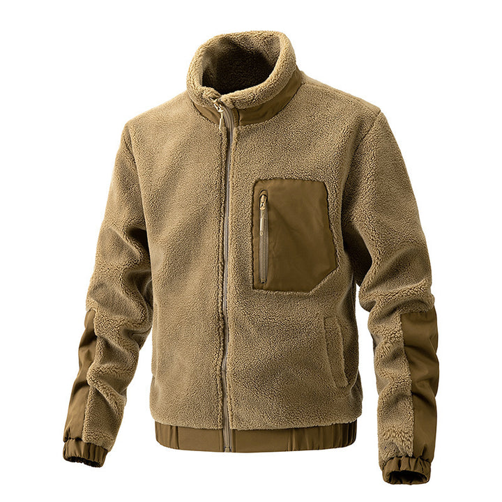 Fleece jacket for men with high collar and side zip pockets Lune London