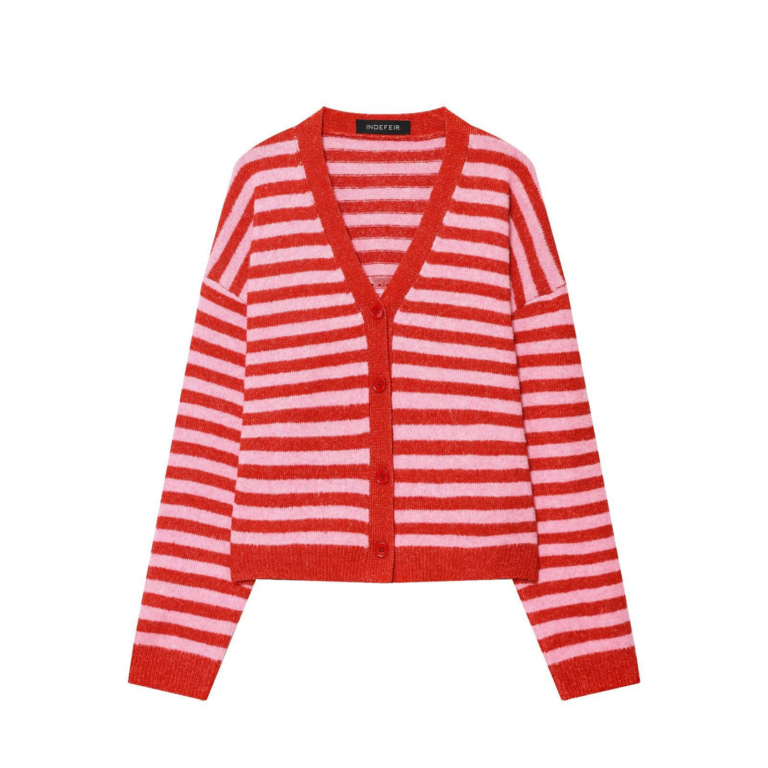 Ladies striped fashionable vest with V-neck and button placket Lune London