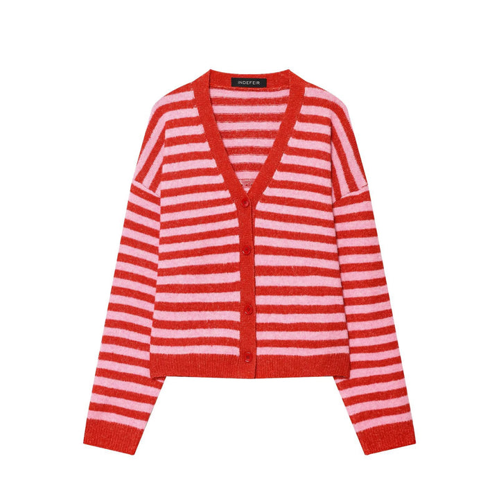 Ladies striped fashionable vest with V-neck and button placket Lune London