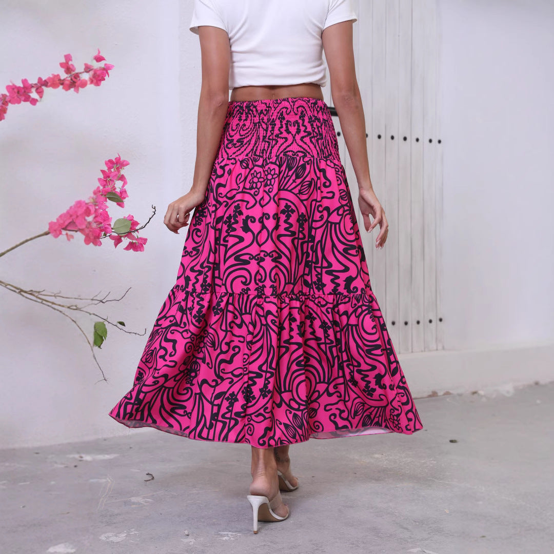 Lune London ruffled maxi skirt for women with gathered belt