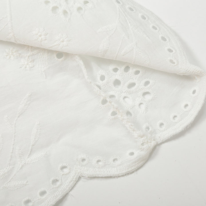 Women's midi skirt with broderie anglaise, flared A-line and curved hem Amarae