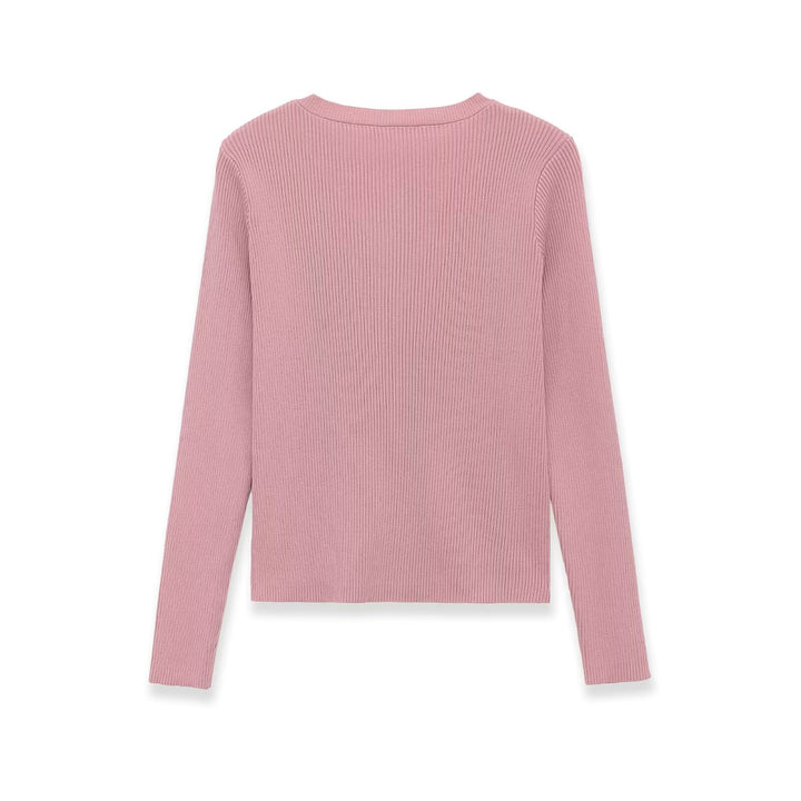 Women’s fine-knit cardigan with ribbed structure and continuous button placket Amarae