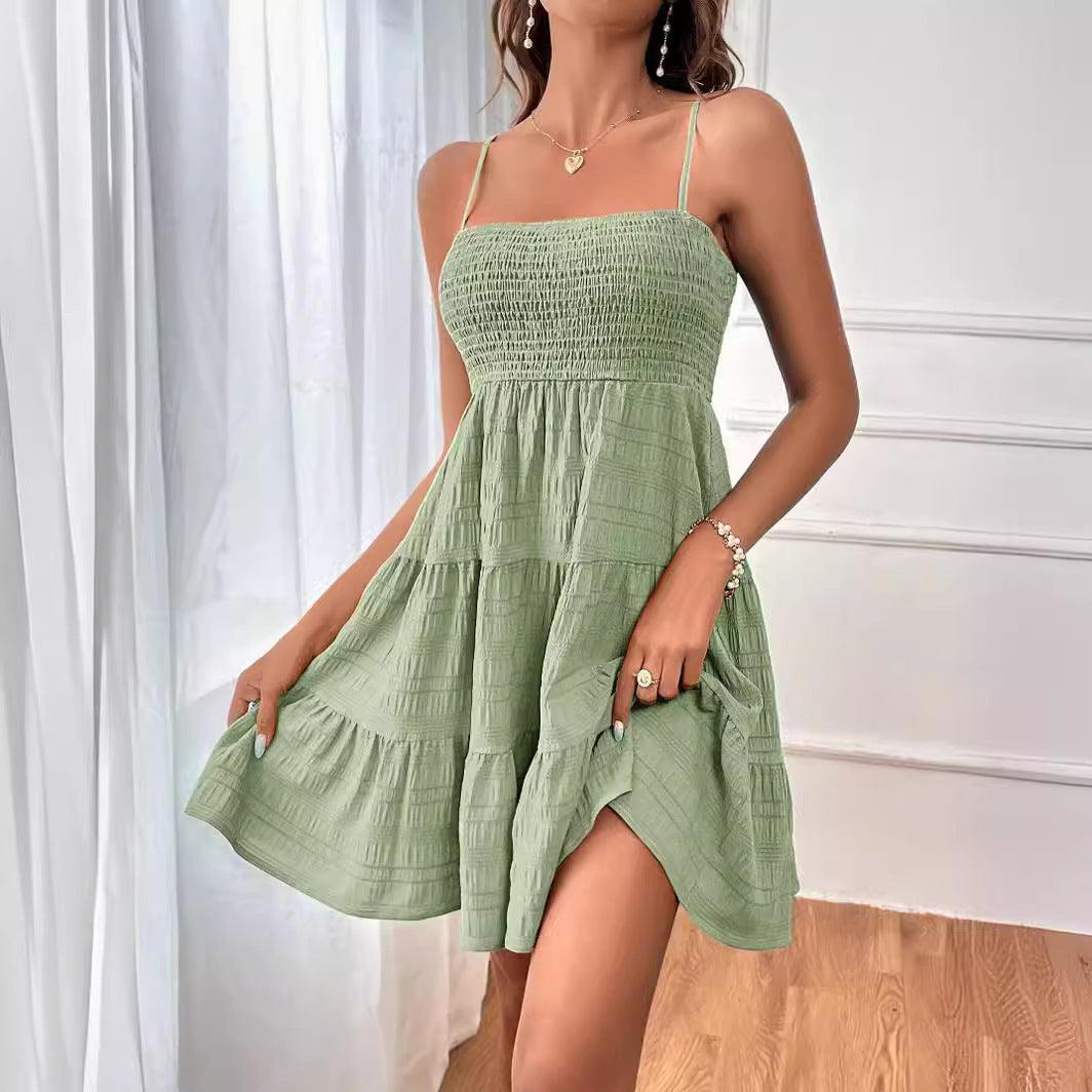 Sleeveless mini dress for women with flared skirt and elastic top Lune London