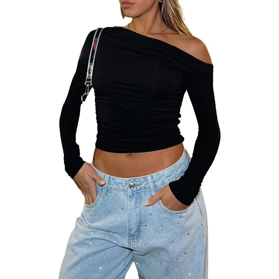 Lune London long sleeve off-shoulder women's T-shirt