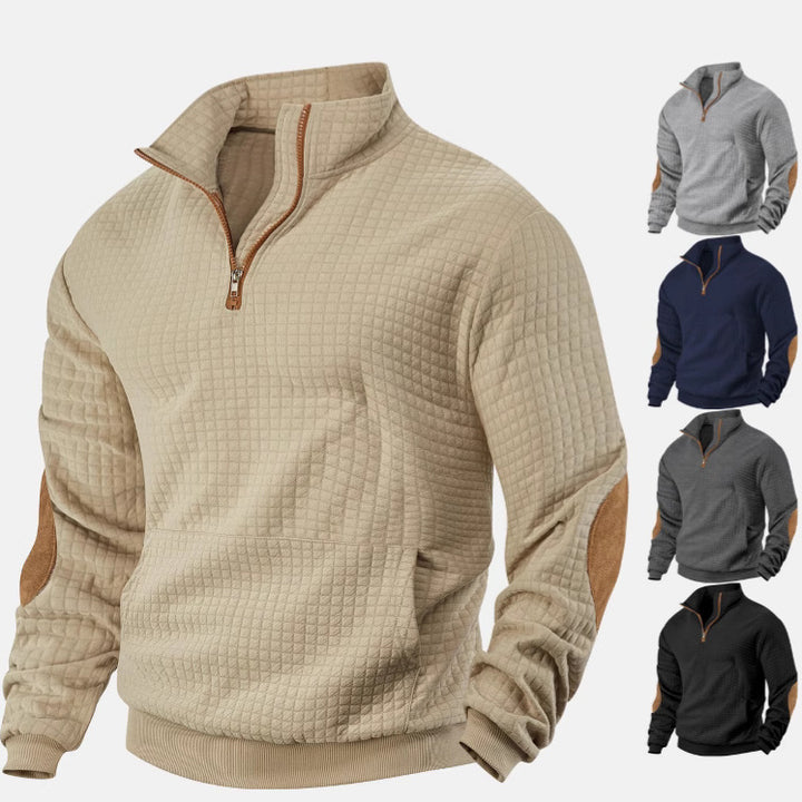 Fleece pullover for men with high collar and practical pockets Lune London
