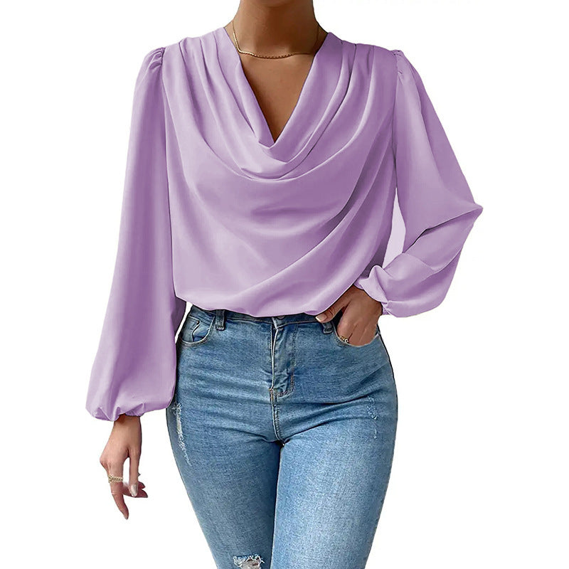 Draped collar blouse for women Lune London