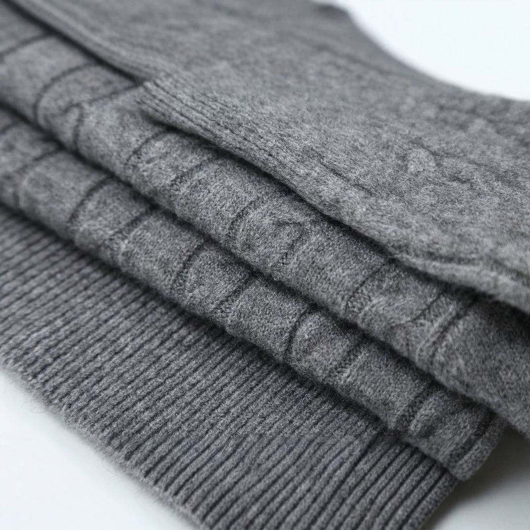 Women's Oversize Cable Knit Sweater with V-Neck and Wide Ribbed Cuff Amarae