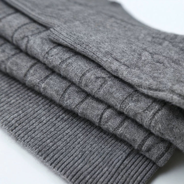 Women's Oversize Cable Knit Sweater with V-Neck and Wide Ribbed Cuff Amarae