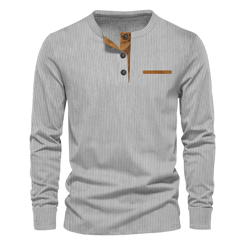 Long sleeve shirt for men with ribbed design and button placket Amarae