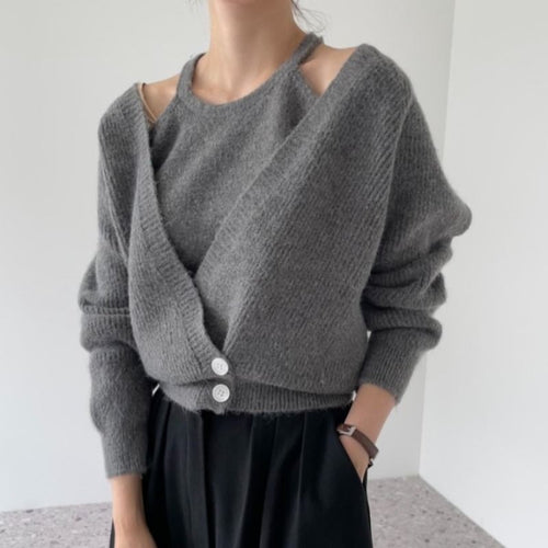 Cardigan sophistiqué pour femmes avec décolleté en V profond et fermeture à boutons Chic & Stil