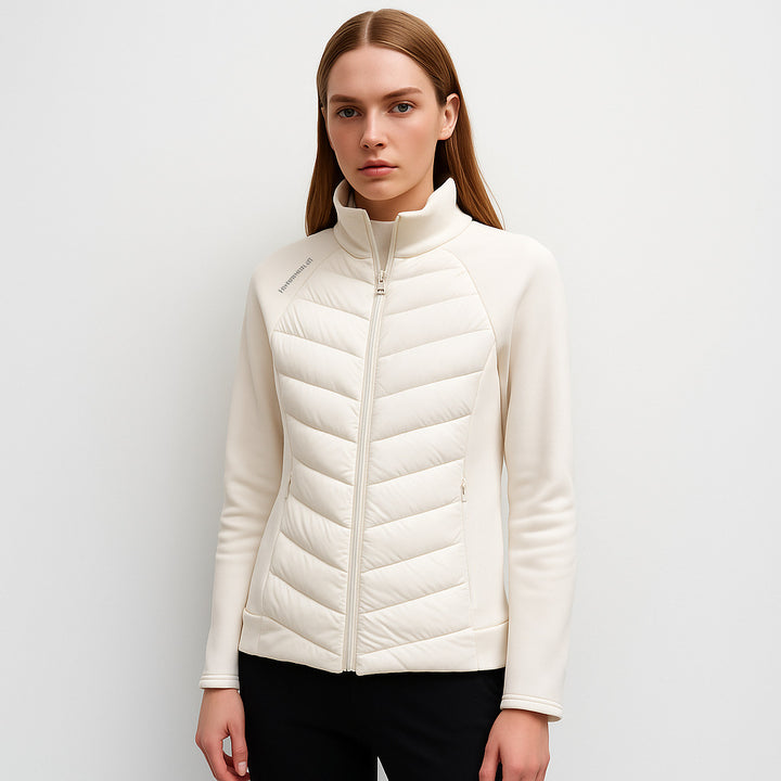 Quilted sports jacket for women with high collar and functional zip pockets Lune London
