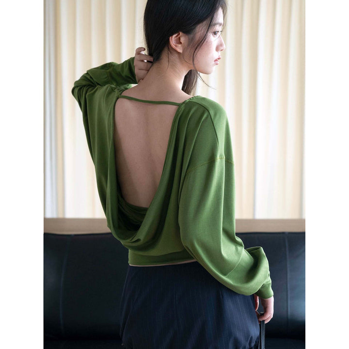 Women's Draped Layering Top with Off-the-Shoulder Cut and Decorative Straps Amarae
