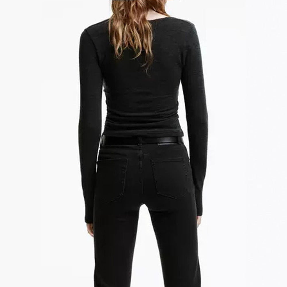 Haut à manches longues pour femmes avec décolleté carré et coupe ajustée Chic & Stil