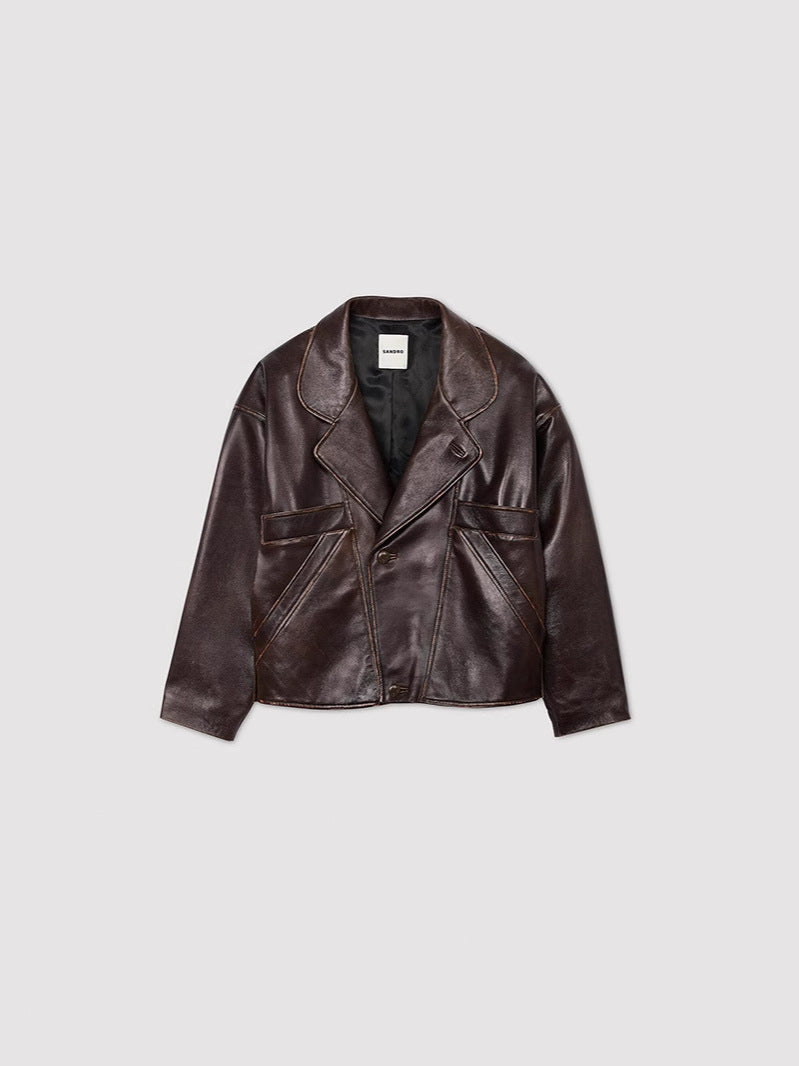 Faux leather jacket for women in a casual style with practical pockets and elegant lapels Lune London
