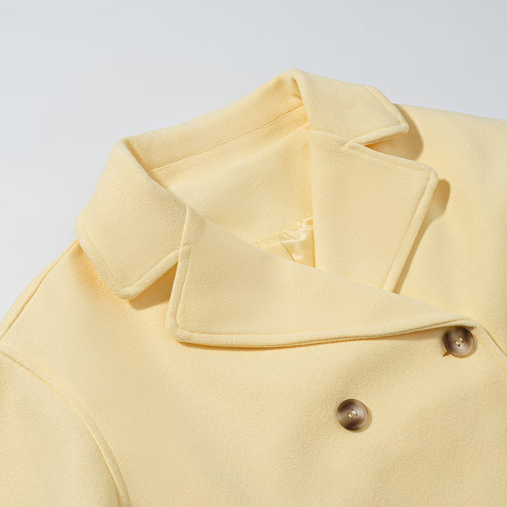 Elegant women's transitional jacket with double-breasted buttons and soft premium material Lune London
