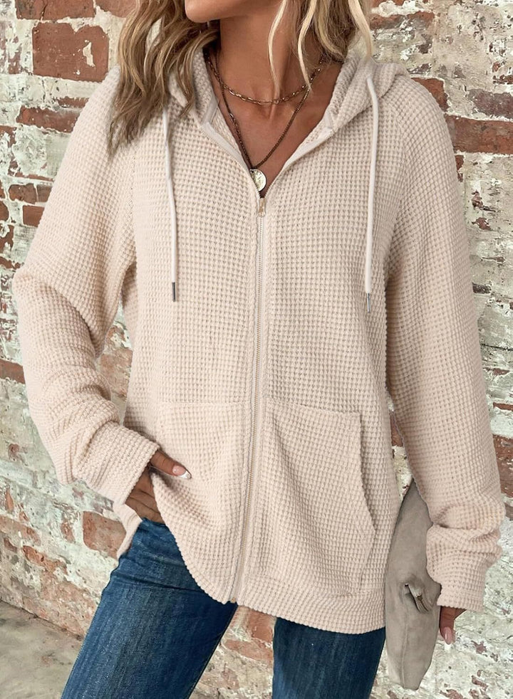 Casual hoodie for women with structured embossed pattern and practical pockets Lune London