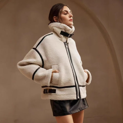Ladies quilted jacket with high collar and pockets Amarae