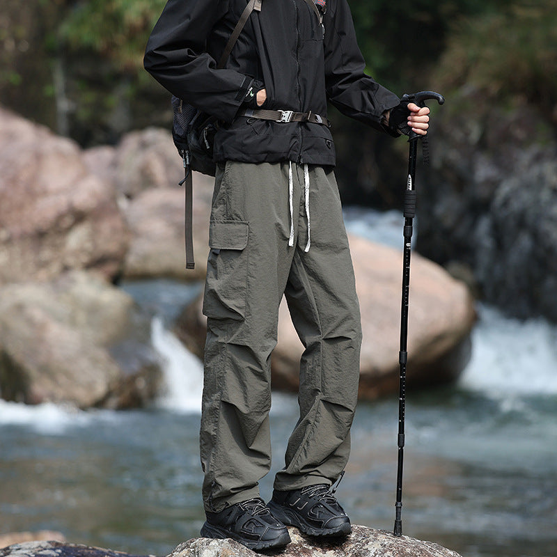 Men's Lightweight Technical Cargo Trekking Pants with Drawstring Waistband, Reinforced Hem Edges, and Adjustable Leg Opening Amarae