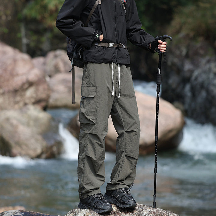 Men's Lightweight Technical Cargo Trekking Pants with Drawstring Waistband, Reinforced Hem Edges, and Adjustable Leg Opening Amarae