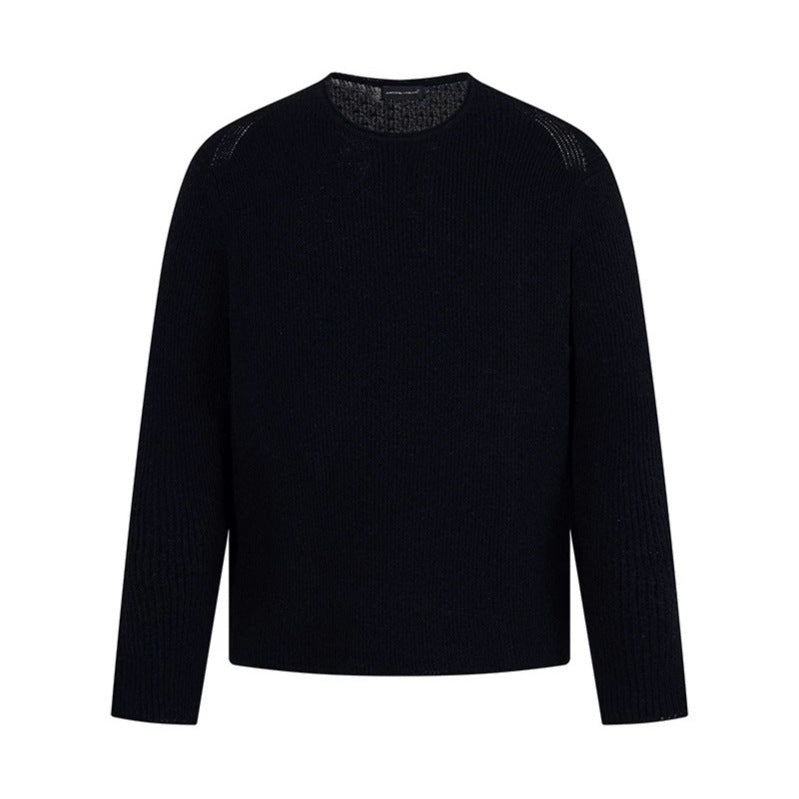 Men's fine-knit round neck sweater with ribbed structure and raglan sleeves Amarae