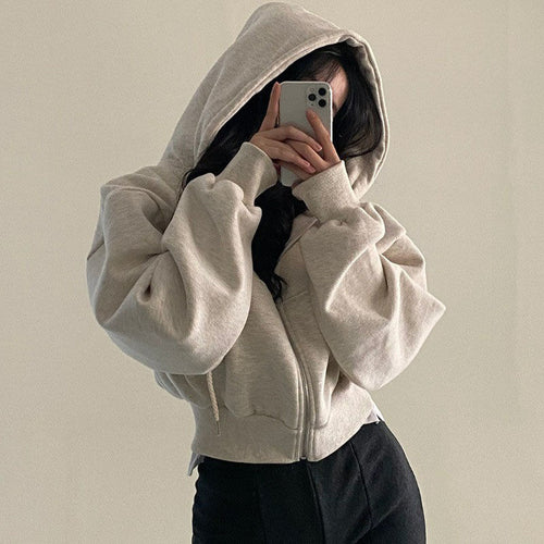 Women's cropped hoodie jacket with kangaroo pocket Chic & Stil