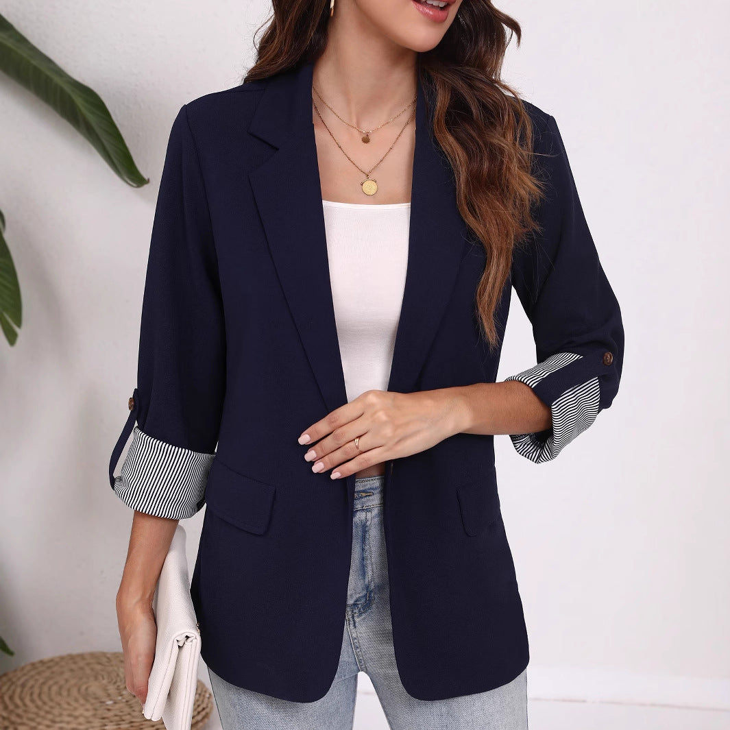 Women Elegant Blazer with Striped Sleeves and Classic Cut Lune London