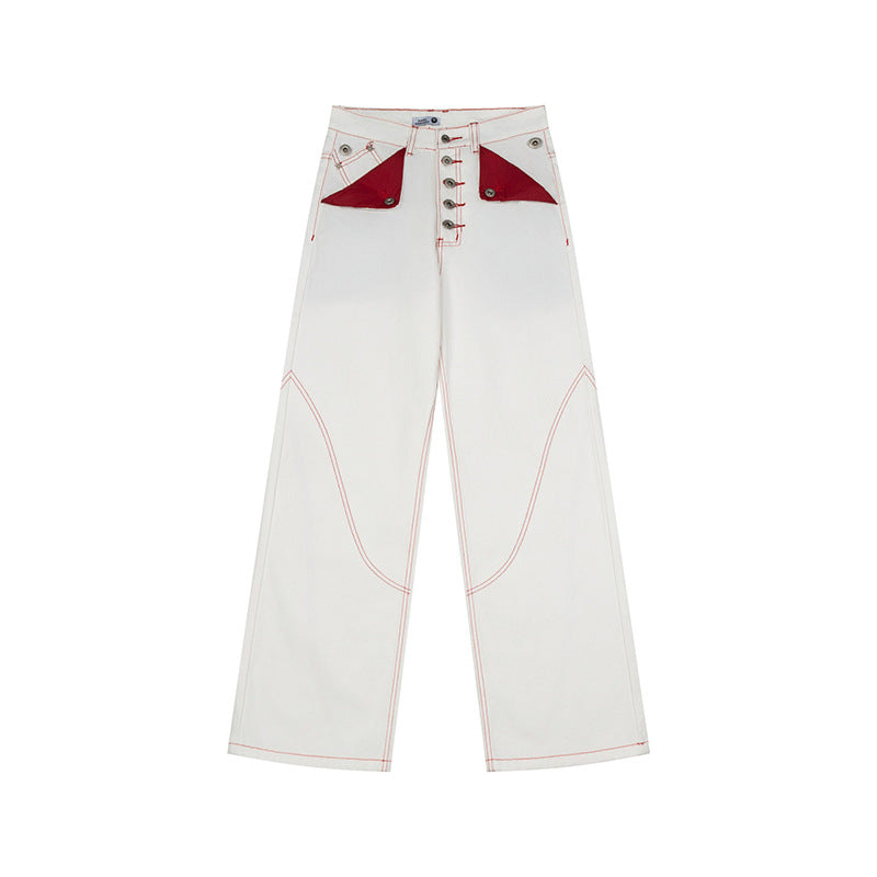 Women's High-Waist Wide-Leg Jeans with contrast pockets and decorative stitching Amarae