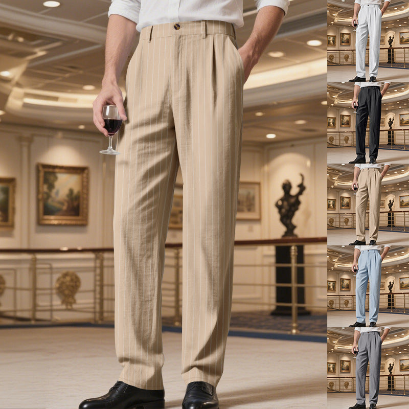 Elegant suit trousers for men with slim stripes Lune London