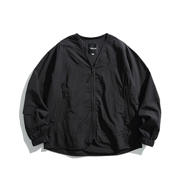 Unisex Light Oversize Over-shirt Jacket made of technical Nylon mix with V-neck and zippered pockets Amarae