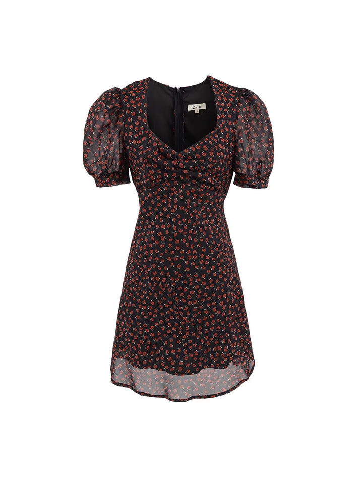 Lune London short-sleeve gathered floral midi dress