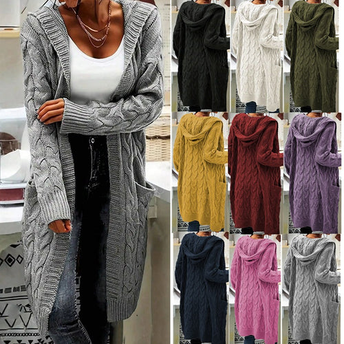 Chunky knit jacket for women with high-quality raised patterns and practical pockets Amarae