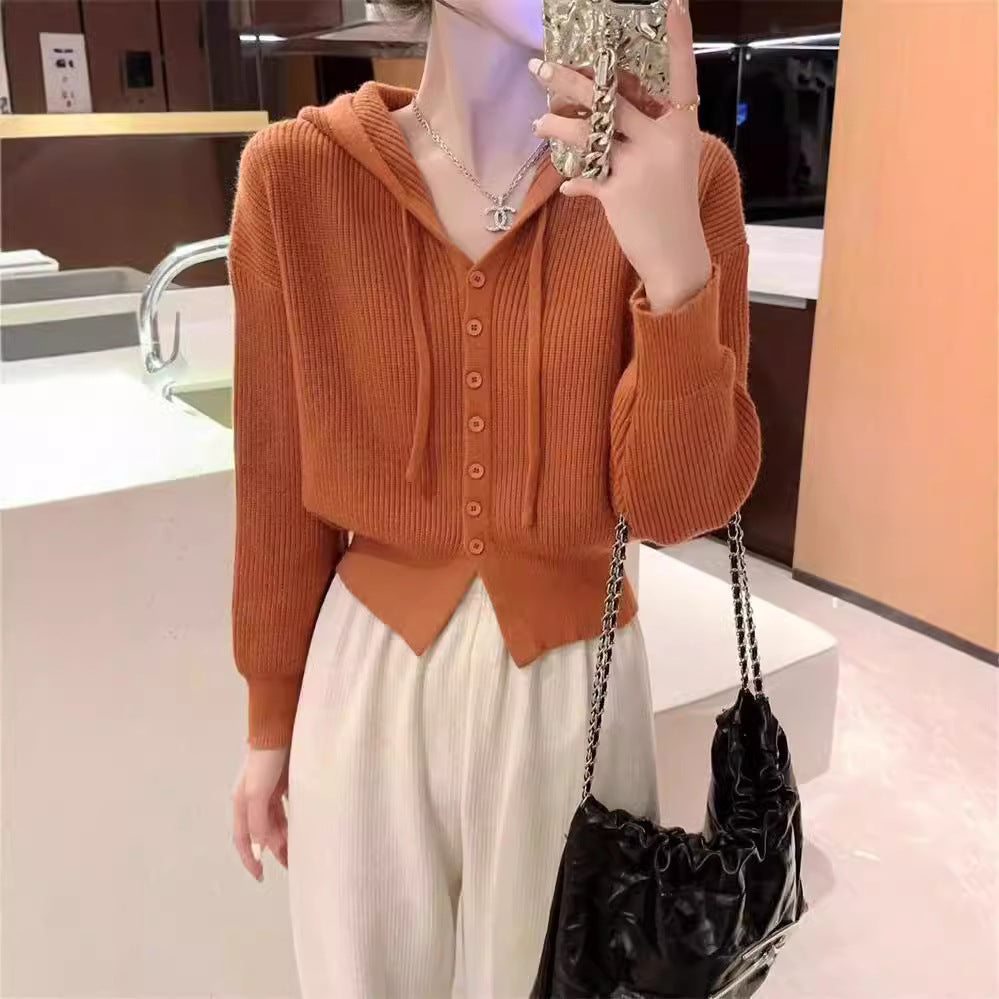 Casual women's hoodie with button placket Lune London