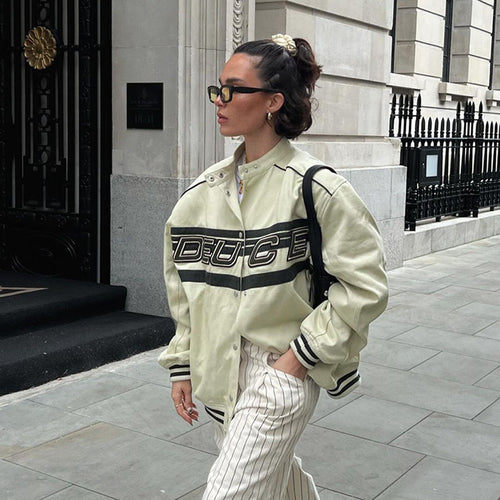 Oversized sporty jacket for women with contrasting logo Amarae