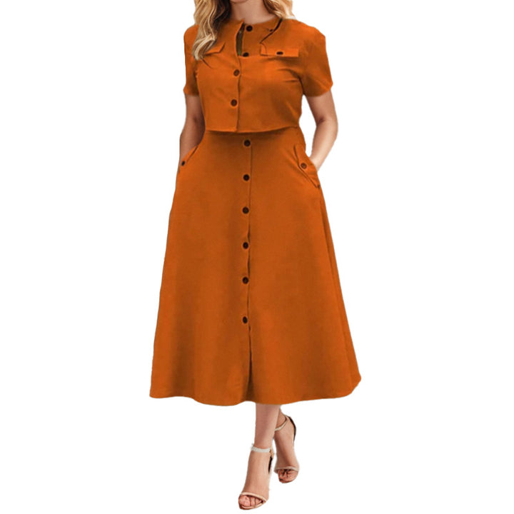 Robe deux pièces pour femmes avec veste courte et longueur mi-mollet ajustée Chic & Stil