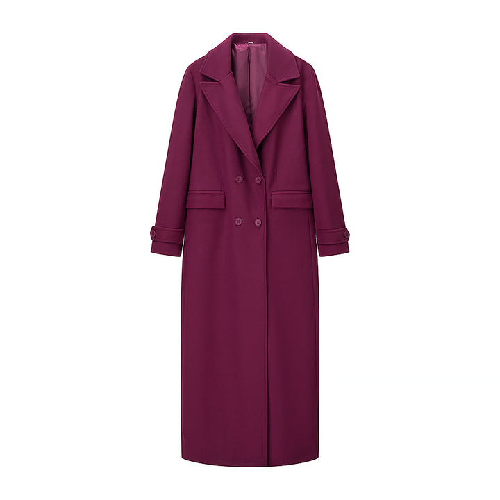 Ladies Tailored Long Coat made of Wool Blend with Shawl Collar and Clean-Cut Silhouette Amarae