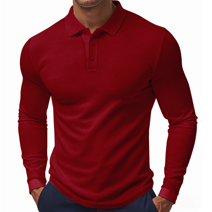 Long sleeve polo shirt for men in structured fabric Lune London