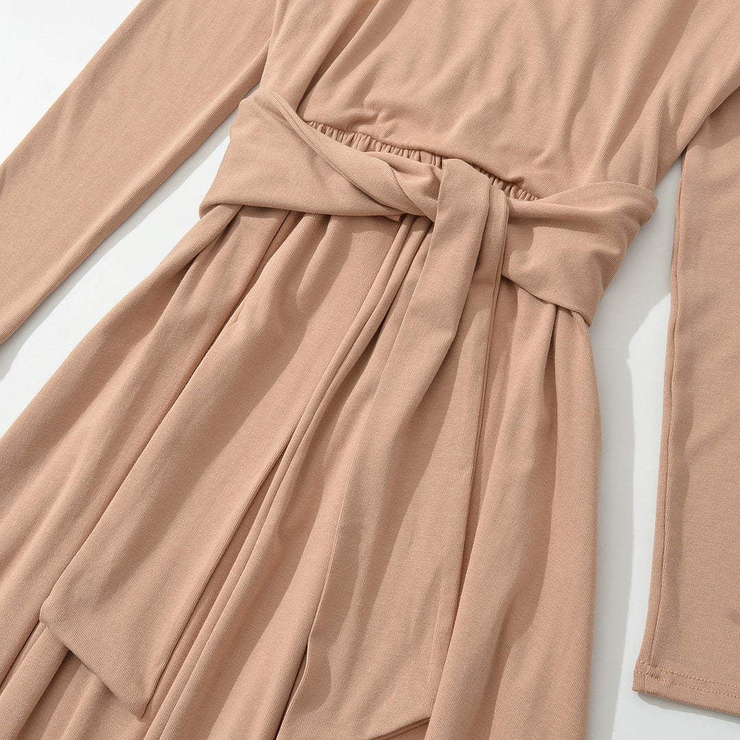 Women's Maxi Wrap Dress with Tailored Wrap Section and Long Sleeves Amarae