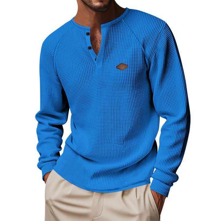 Men's long-sleeve Henley shirt with textured surface Amarae