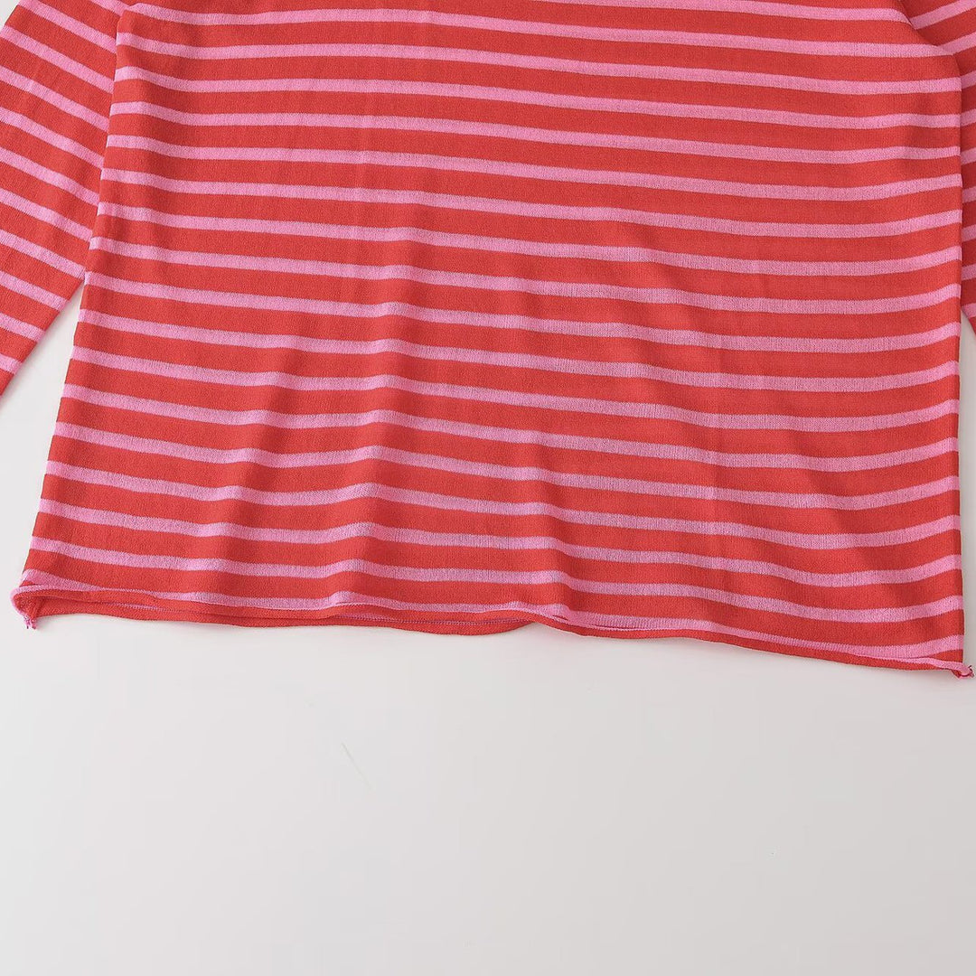 Women’s fine knit long sleeve with maritime stripes and contrasting sleeves Amarae