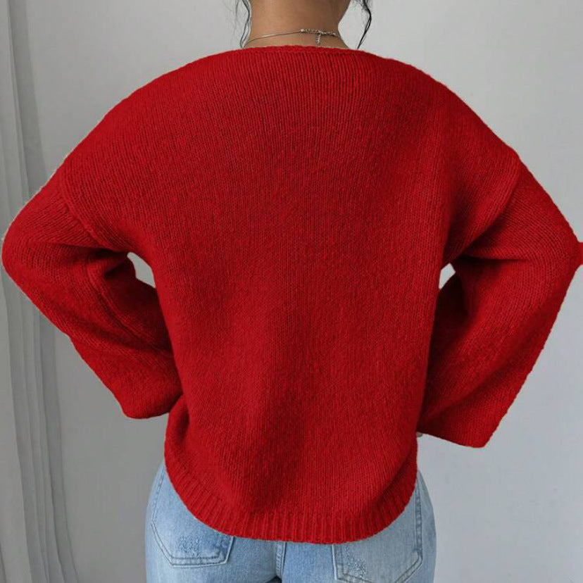 Oversized knit sweater for women with decorative lace detail Lune London