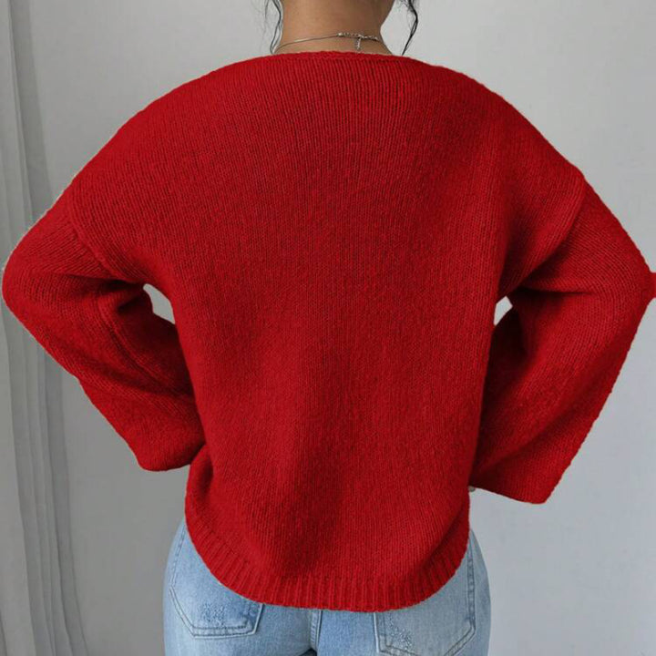 Oversized knit sweater for women with decorative lace detail Lune London
