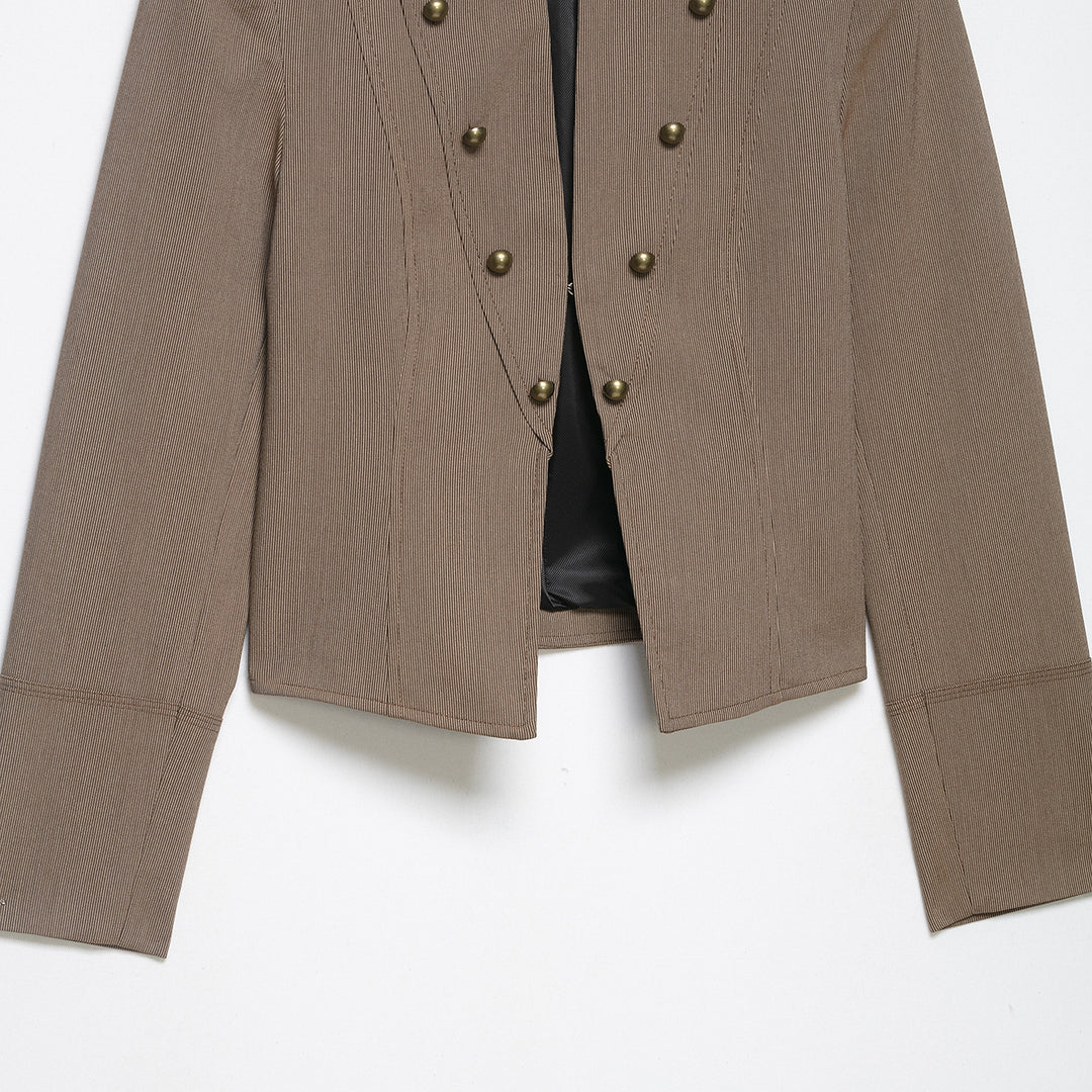 Women short blazer in field jacket style with stand-up collar, decorative button rows and shoulder epaulettes Amarae